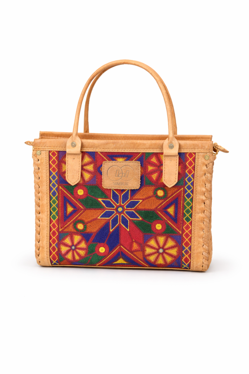 Afghan Handcrafted Leather Handbag Set – Oriental Embroidery (3-Piece Bundle)